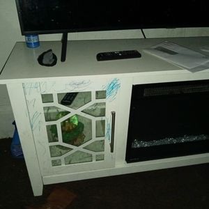 Fire Place Heater & 65" TV Stand/white